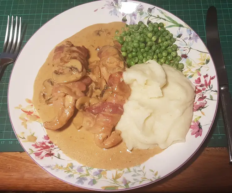 pollo con champiñones y crema